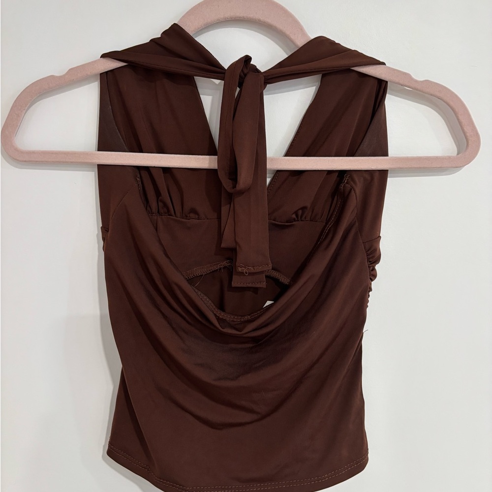 Chocolate Brand Brown Halter Camisole with Gold Ring - Picture 2 of 4